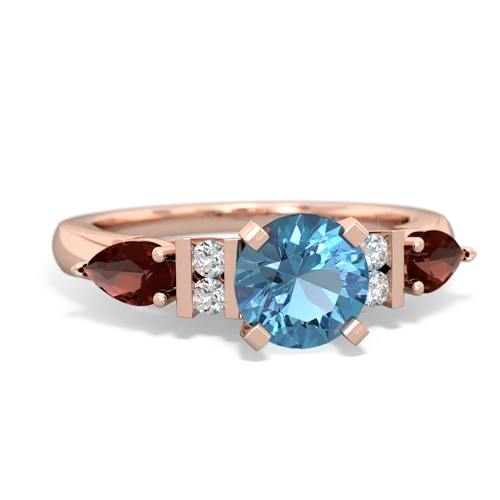 blue topaz-garnet engagement ring