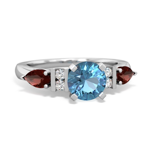 blue topaz-garnet engagement ring