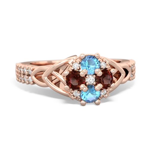 blue topaz-garnet engagement ring