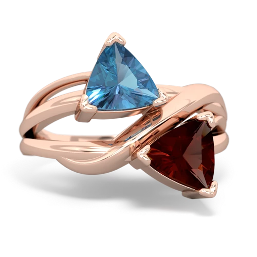 blue topaz-garnet filligree ring