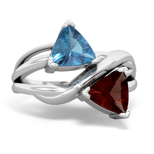 blue topaz-garnet filligree ring