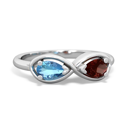 Blue Topaz Genuine Swiss Blue Topaz with Genuine Garnet Infinity ring Ring