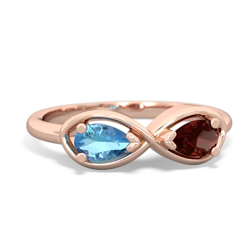 blue topaz-garnet infinity ring