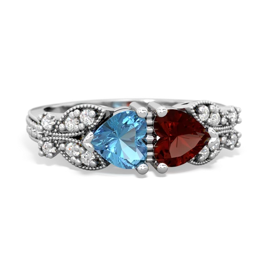 blue topaz-garnet keepsake butterfly ring