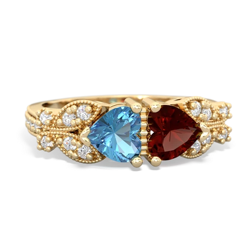 blue topaz-garnet keepsake butterfly ring