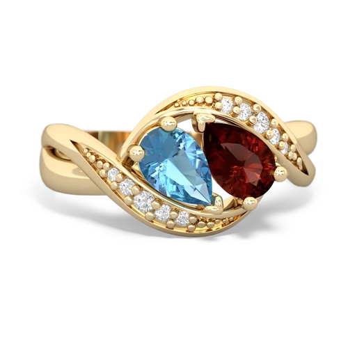 blue topaz-garnet keepsake curls ring