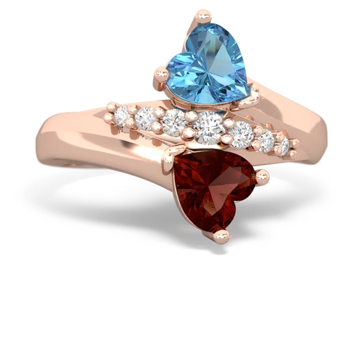 blue topaz-garnet modern ring