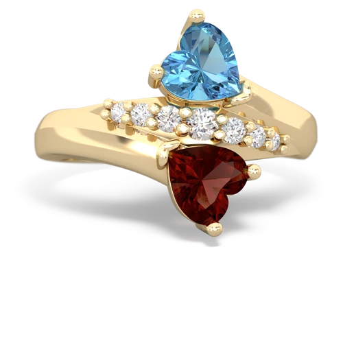 blue topaz-garnet modern ring