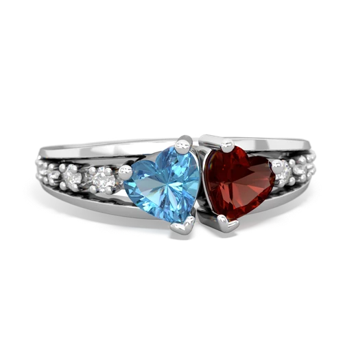 blue topaz-garnet modern ring