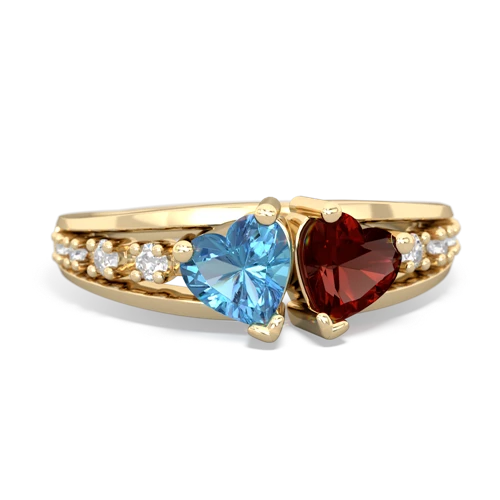 blue topaz-garnet modern ring