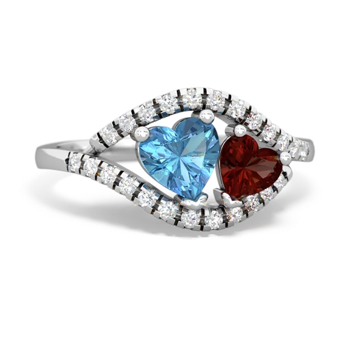 Blue Topaz Genuine Swiss Blue Topaz with Genuine Garnet Mother and Child ring Ring