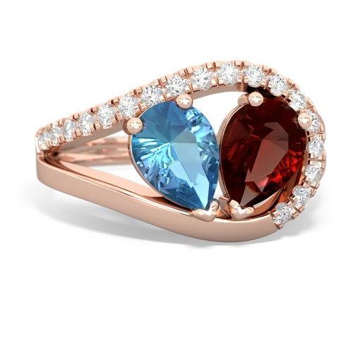 blue topaz-garnet pave heart ring