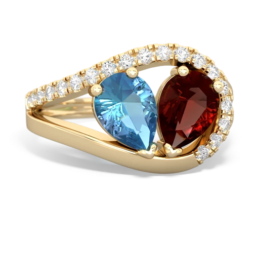 blue topaz-garnet pave heart ring