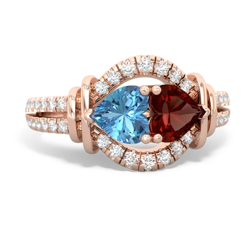 blue topaz-garnet pave keepsake ring