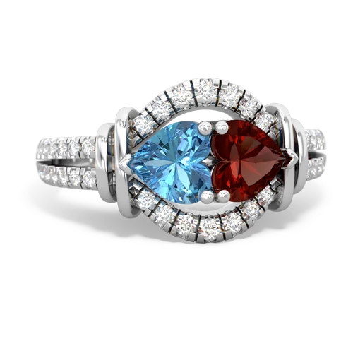 blue topaz-garnet pave keepsake ring