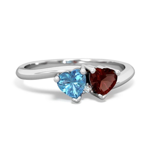 blue topaz-garnet sweethearts promise ring