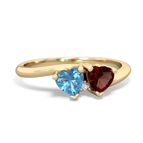 blue topaz-garnet sweethearts promise ring
