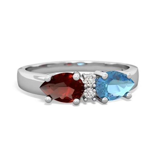 Blue Topaz Genuine Swiss Blue Topaz with Genuine Garnet Pear Bowtie ring Ring