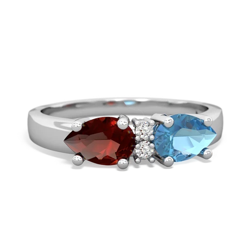 blue topaz-garnet timeless ring