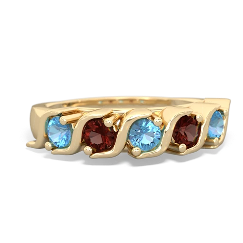 blue topaz-garnet timeless ring