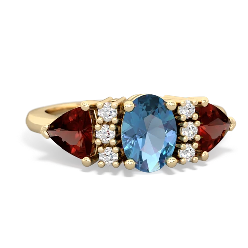 blue topaz-garnet timeless ring