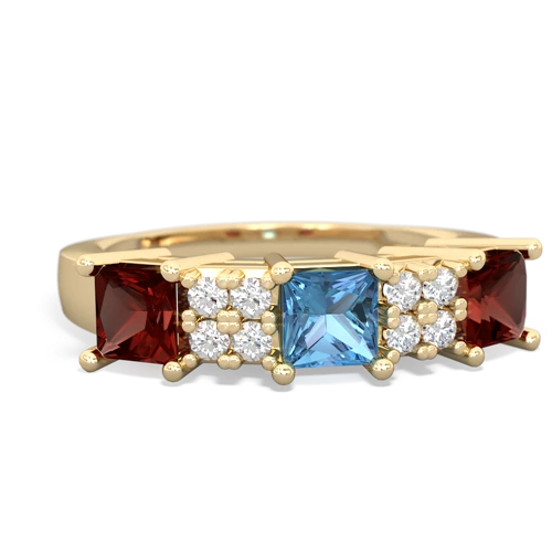 blue topaz-garnet timeless ring