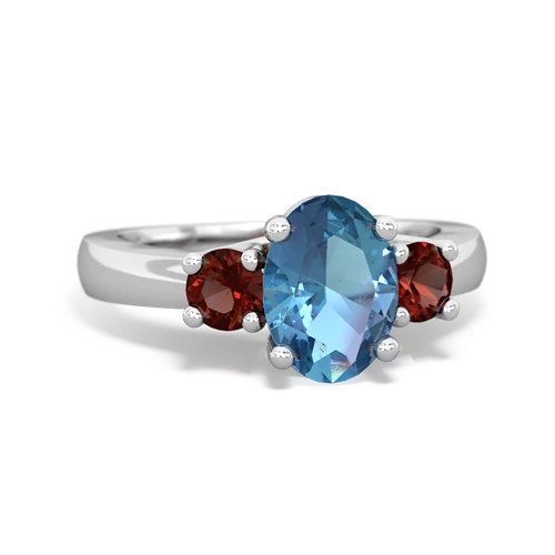 blue topaz-garnet timeless ring