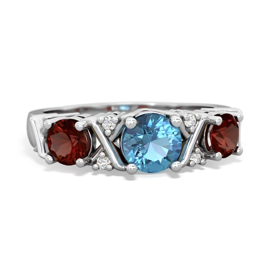 blue topaz-garnet timeless ring