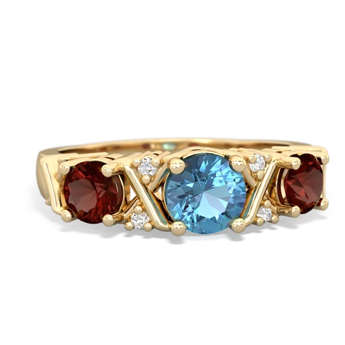 blue topaz-garnet timeless ring