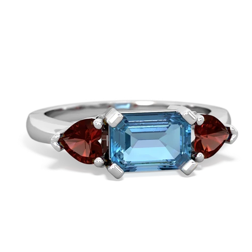 Blue Topaz Genuine Swiss Blue Topaz with Genuine Garnet and Genuine Amethyst Three Stone ring Ring