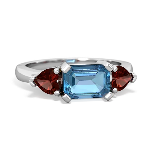 blue topaz-garnet timeless ring