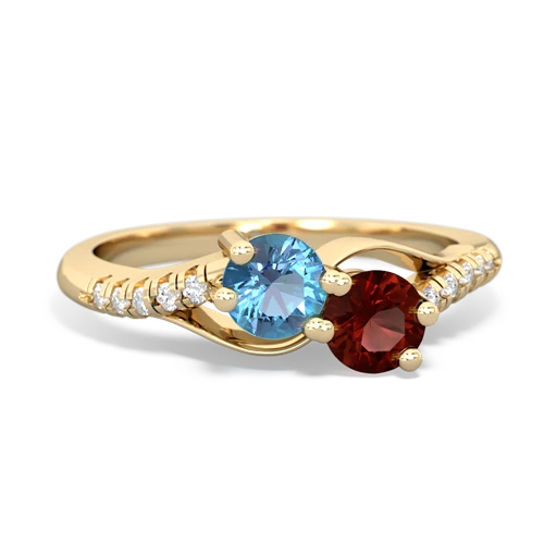 Blue Topaz Genuine Swiss Blue Topaz with Genuine Garnet Two Stone Infinity ring Ring