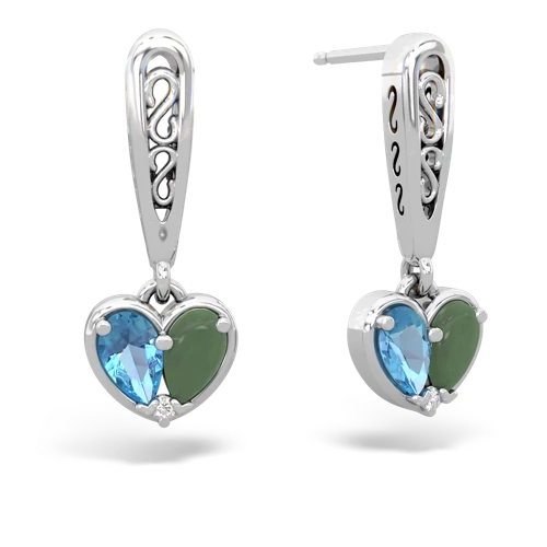 blue topaz-jade filligree earrings