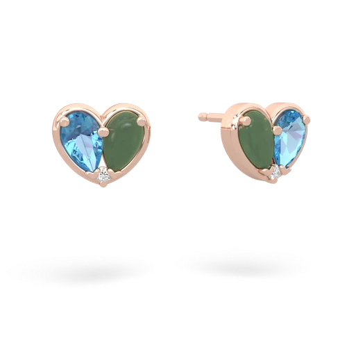 blue topaz-jade one heart earrings