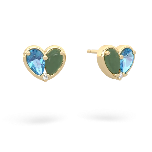 blue topaz-jade one heart earrings