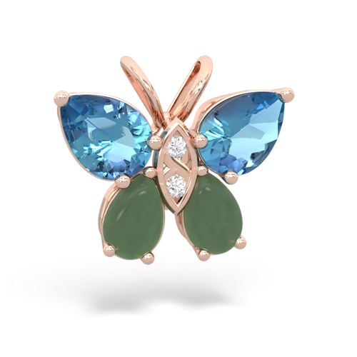 blue topaz-jade butterfly pendant