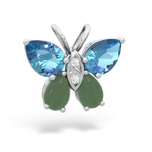 blue topaz-jade butterfly pendant