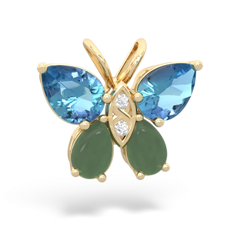 blue topaz-jade butterfly pendant