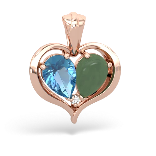 blue topaz-jade half heart whole pendant