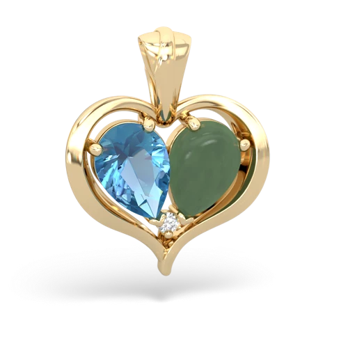blue topaz-jade half heart whole pendant