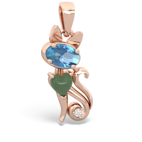 blue topaz-jade kitten pendant