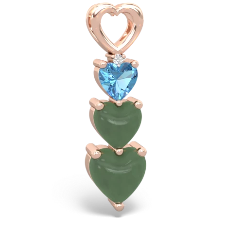 blue topaz-jade three stone pendant