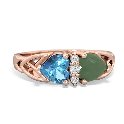 blue topaz-jade celtic ring