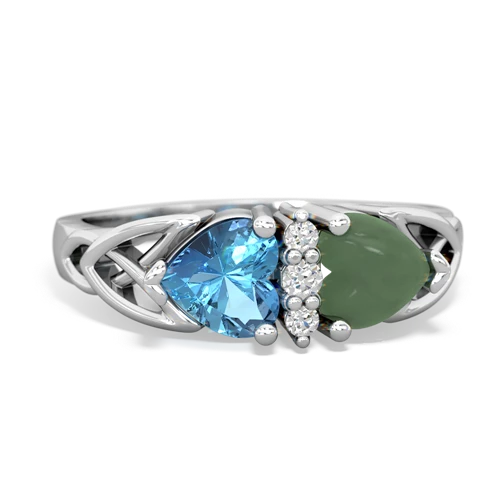 blue topaz-jade celtic ring