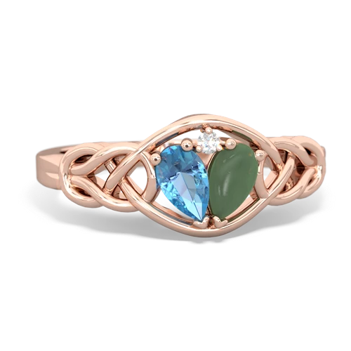 blue topaz-jade celtic knot ring
