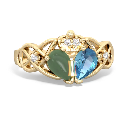 blue topaz-jade claddagh ring