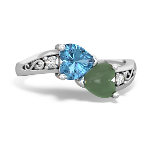 blue topaz-jade filligree ring