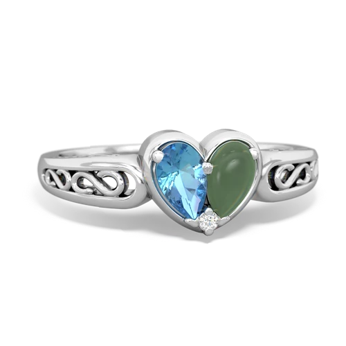 blue topaz-jade filligree ring