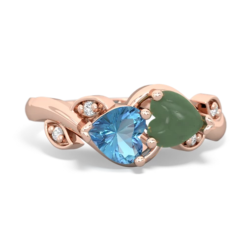 blue topaz-jade floral keepsake ring
