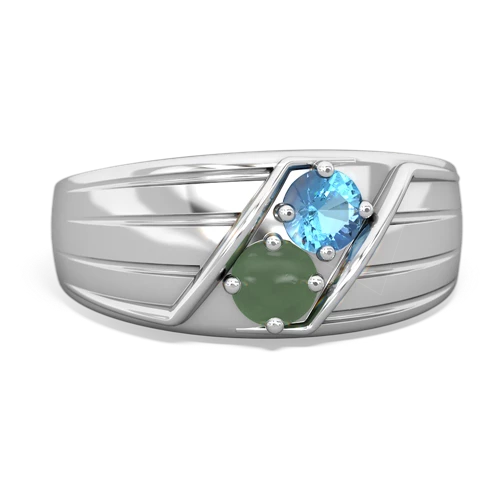 blue topaz-jade mens ring